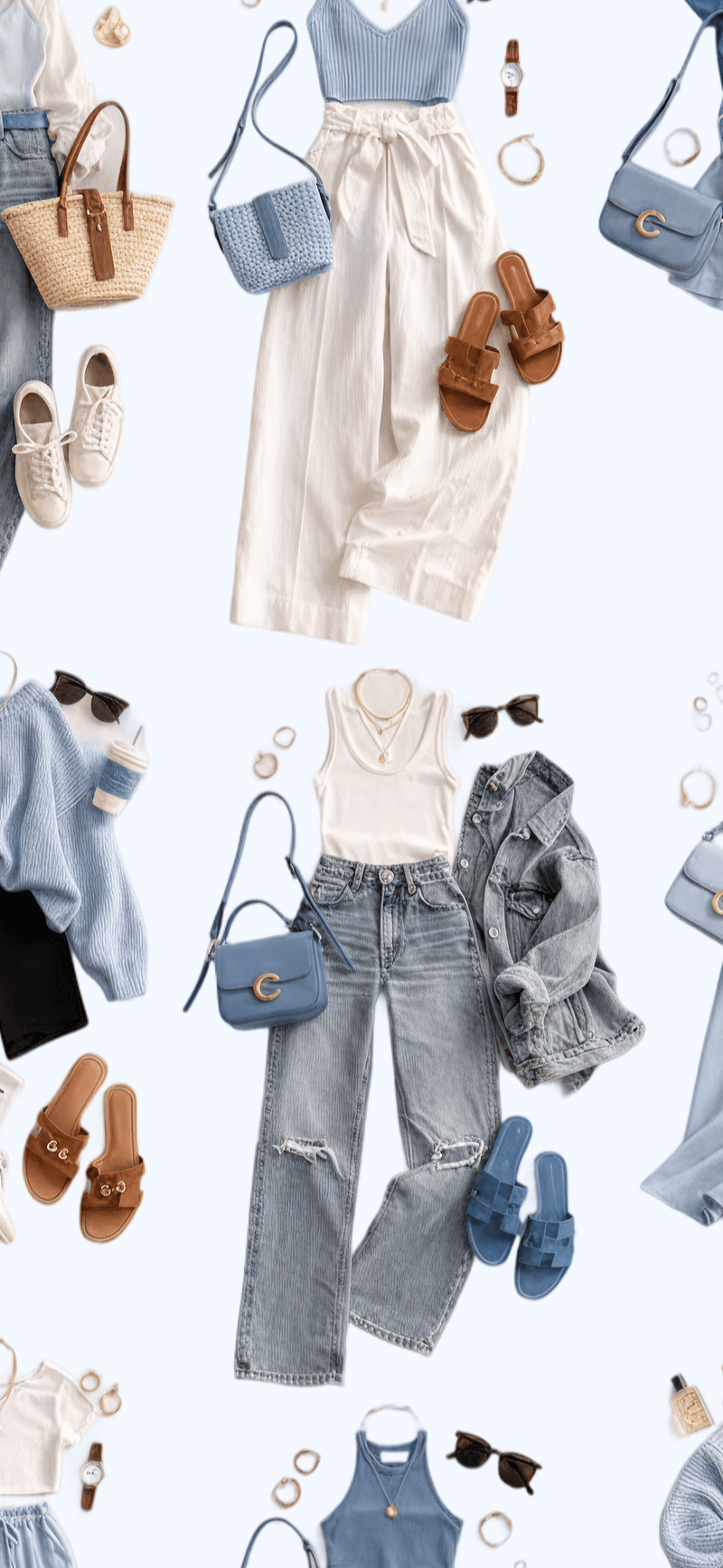 Капсульные образы одежды: flat-lay коллаж совместимых вещей