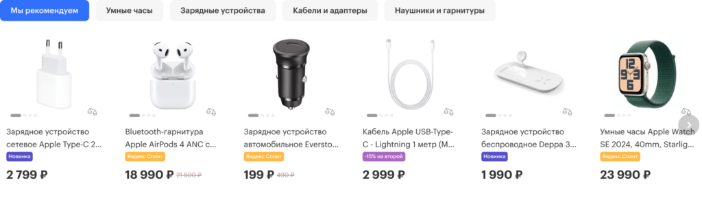 Рисунок 7. Сбалансированная выдача сопутствующих товаров по категориям